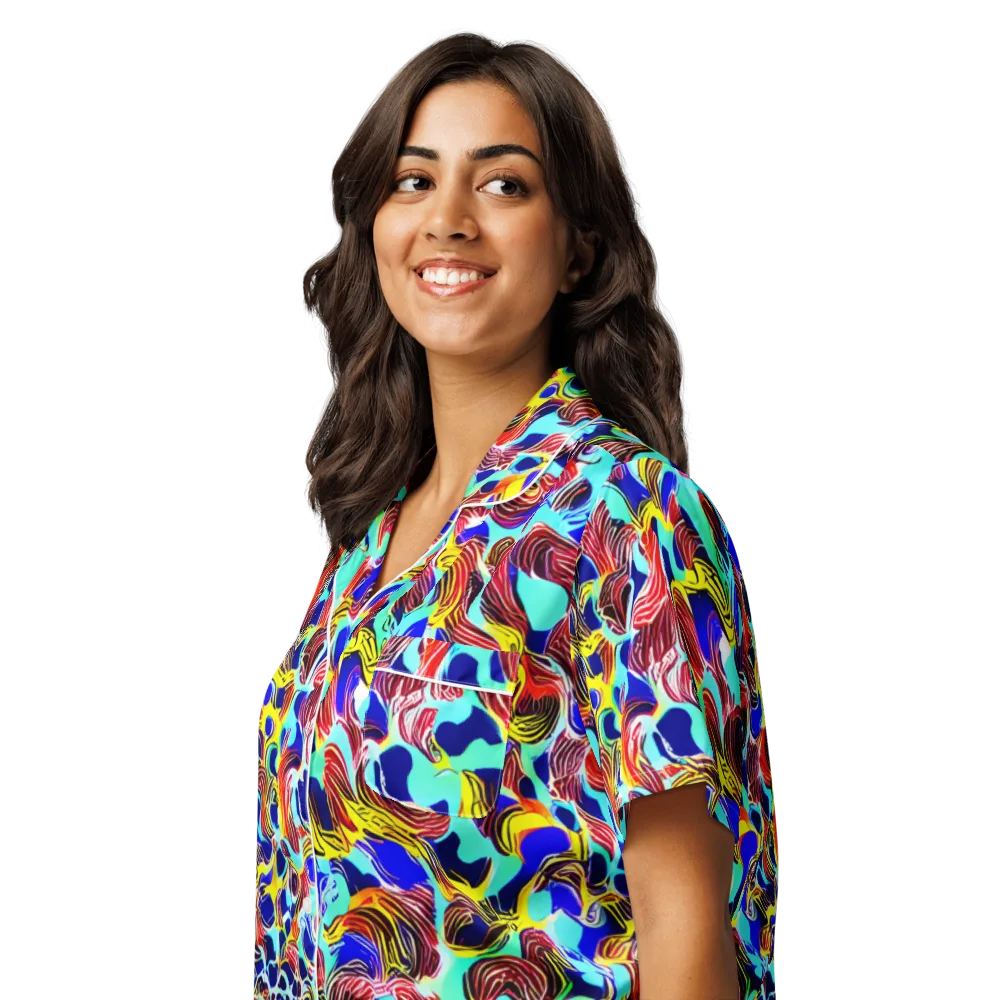 Chromatic Roar on Women's Short Sleeve Pajama Top — Left Front