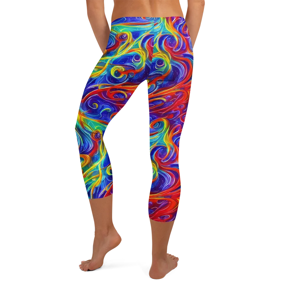 Voltage Paisley on Capri Leggings — Back