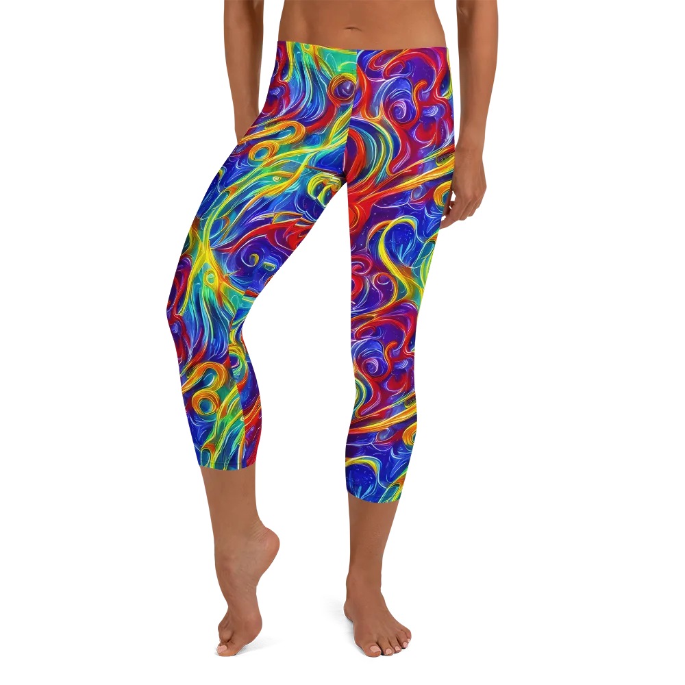 Voltage Paisley on Capri Leggings — Front