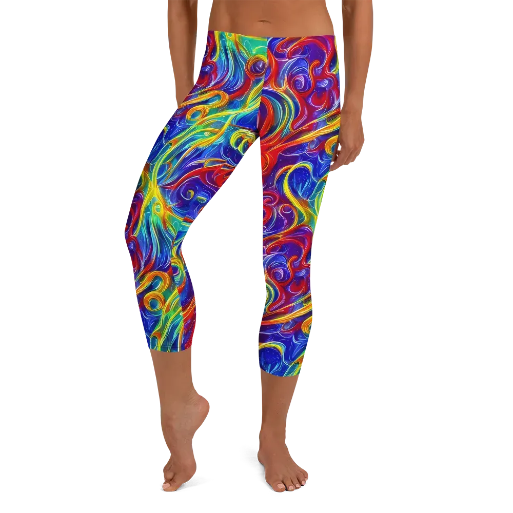 Voltage Paisley on Capri Leggings — Front