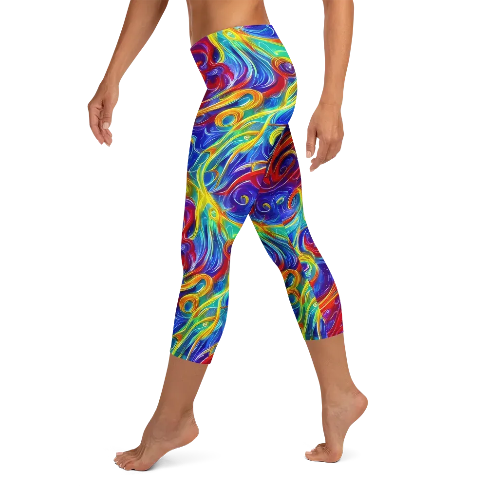 Voltage Paisley on Capri Leggings — Left