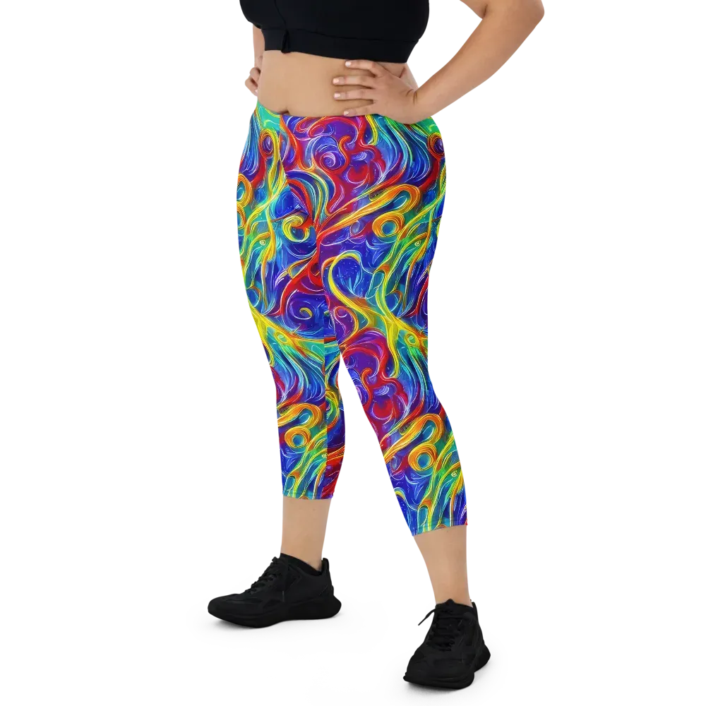 Voltage Paisley on Capri Leggings — Front