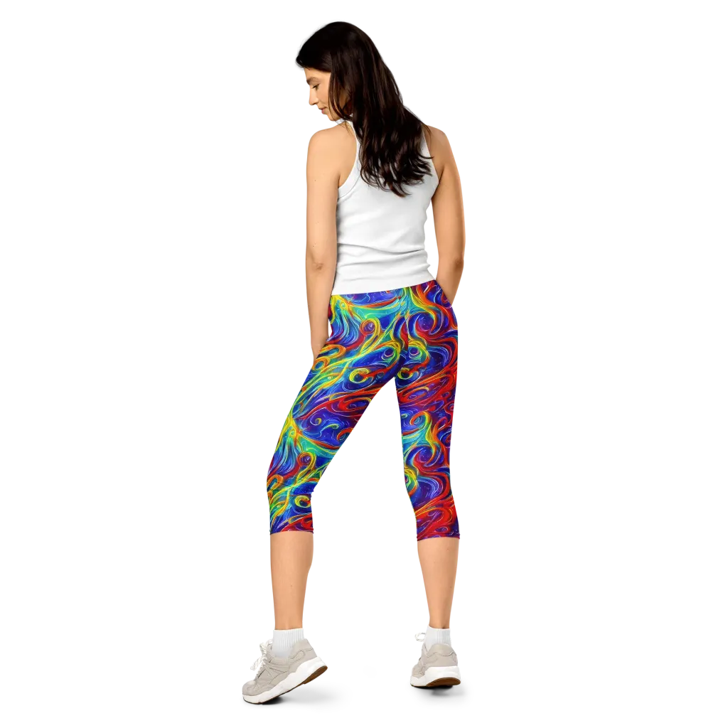 Voltage Paisley on Capri Leggings — Back