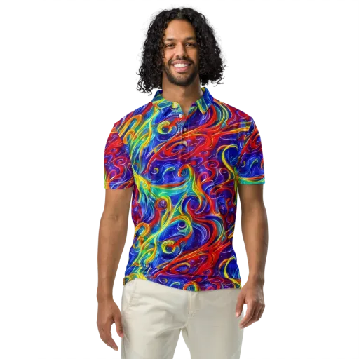 Voltage Paisley on a Men's Slim Fit Polo Shirt