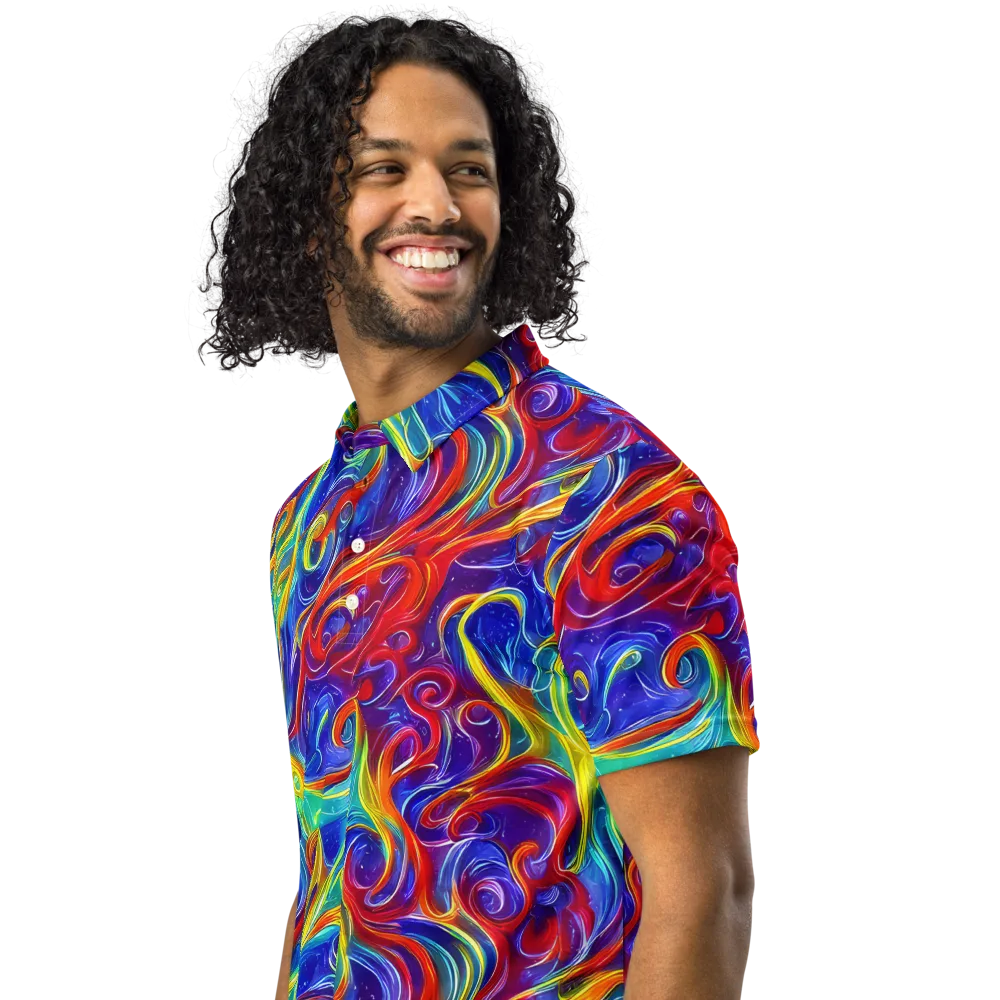 Voltage Paisley on Men's Slim Fit Polo Shirt — Left Front
