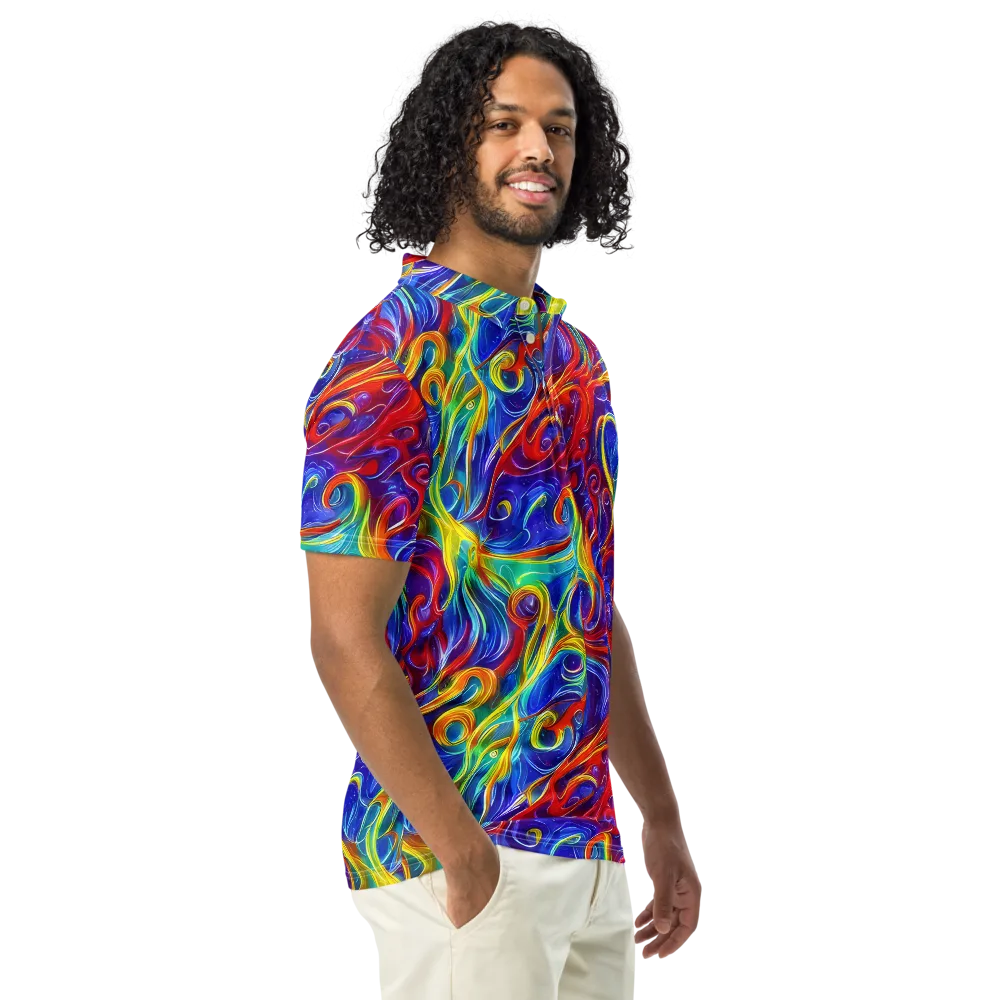 Voltage Paisley on Men's Slim Fit Polo Shirt — Right Front