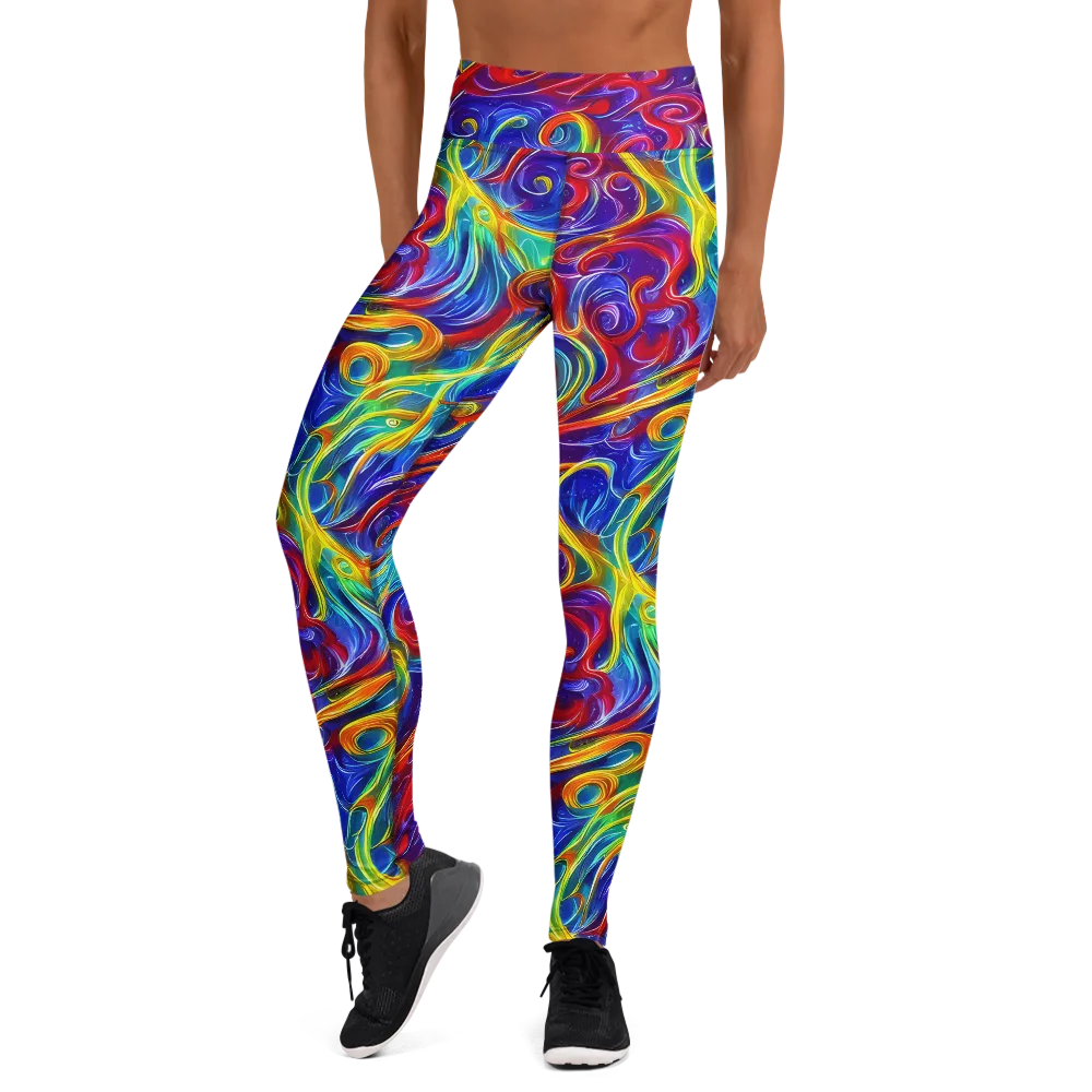 Voltage Paisley on Yoga Leggings — Front