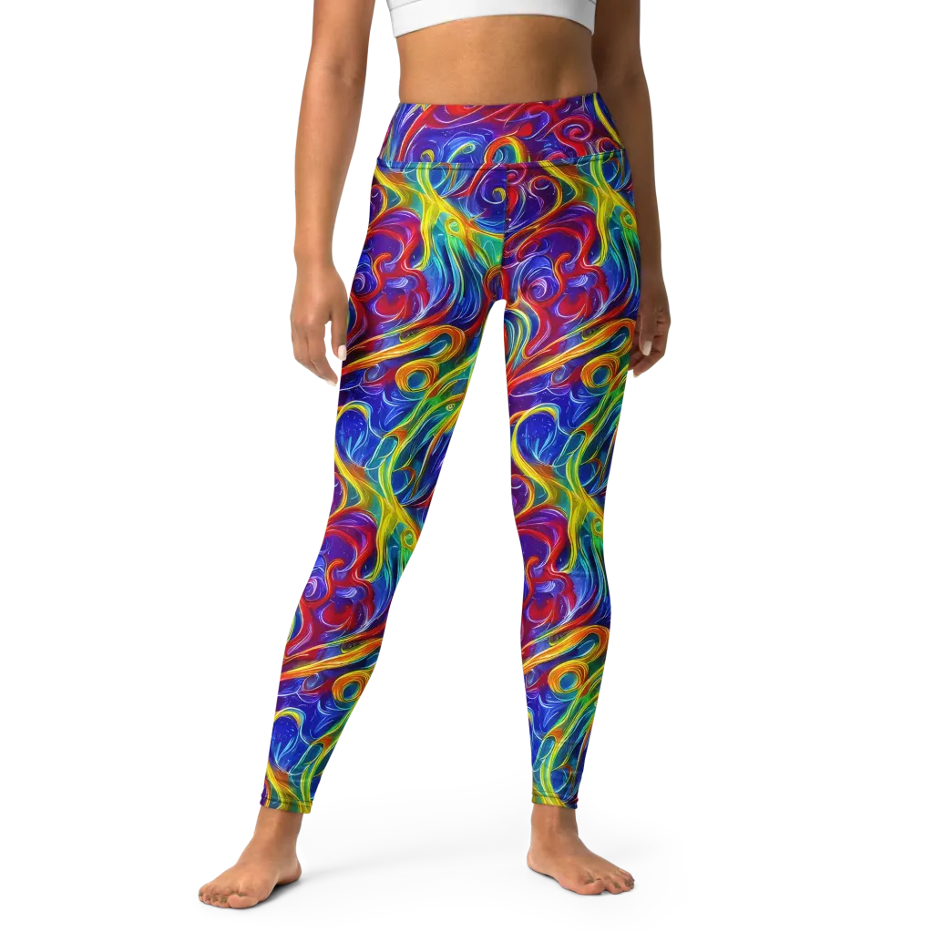 Voltage Paisley on Yoga Leggings — Front