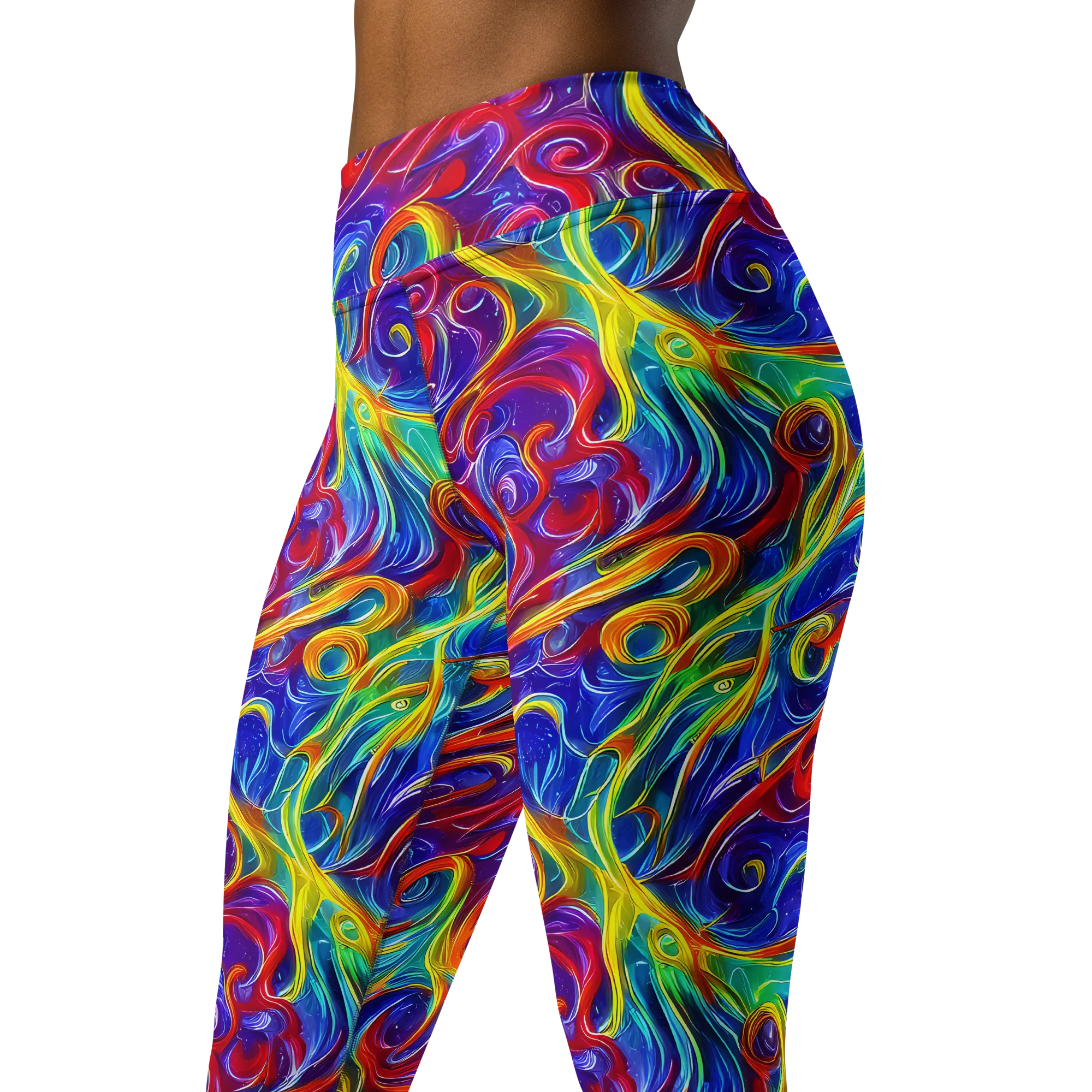 Voltage Paisley on Yoga Leggings — Left Front