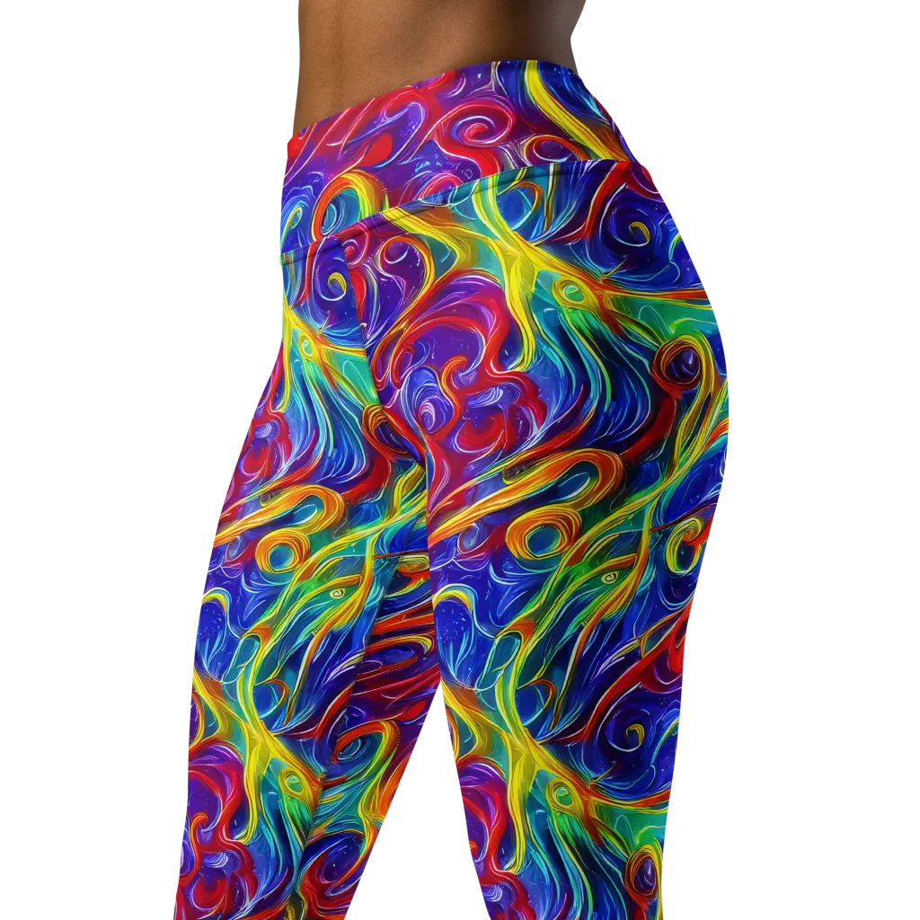 Voltage Paisley on Yoga Leggings — Left Front