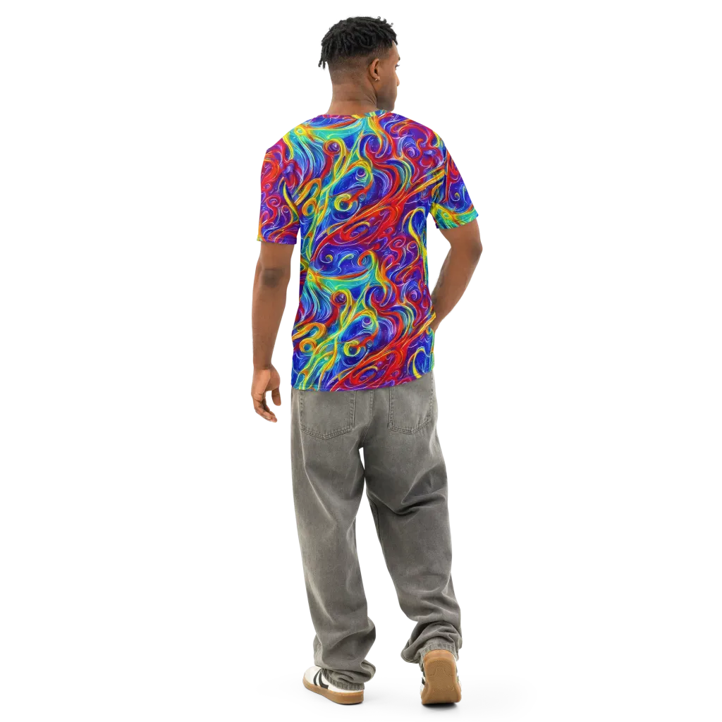 Voltage Paisley on Men's Cotton Crew Neck T-Shirt — Back