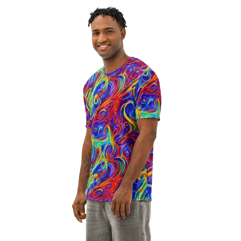 Voltage Paisley on Men's Cotton Crew Neck T-Shirt — Left Front
