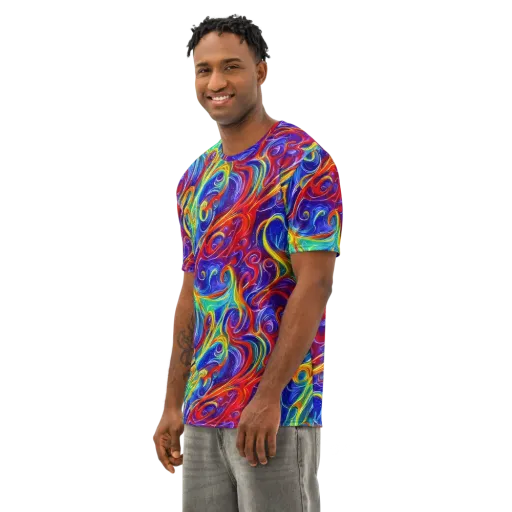 Voltage Paisley on a Men's Cotton Crew Neck T-Shirt