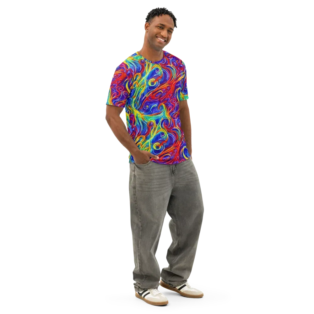 Voltage Paisley on Men's Cotton Crew Neck T-Shirt — Right Front