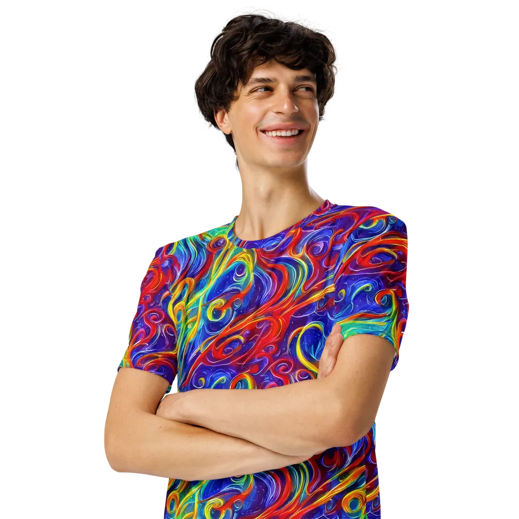 Voltage Paisley on Men's Crew Neck T-Shirt — Left Front