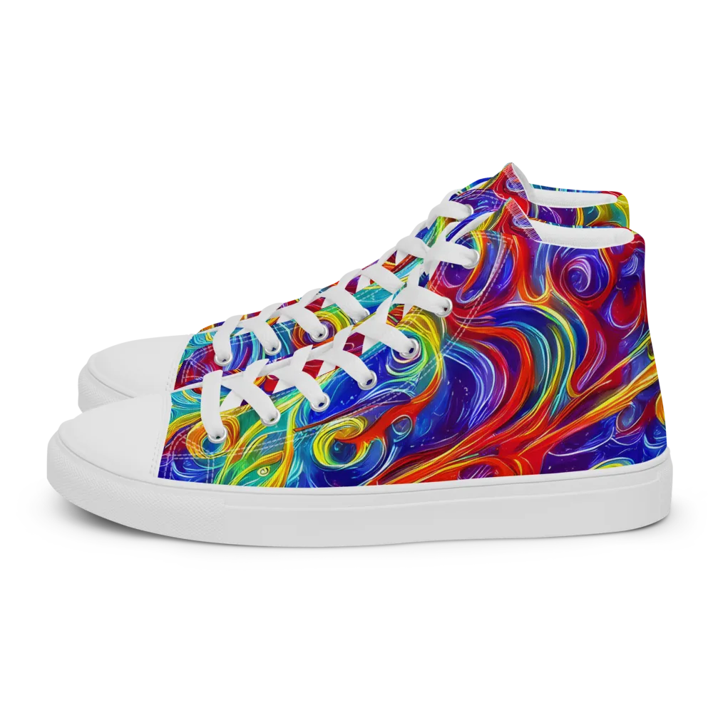 Voltage Paisley on Men's High Top Canvas Shoes — Left