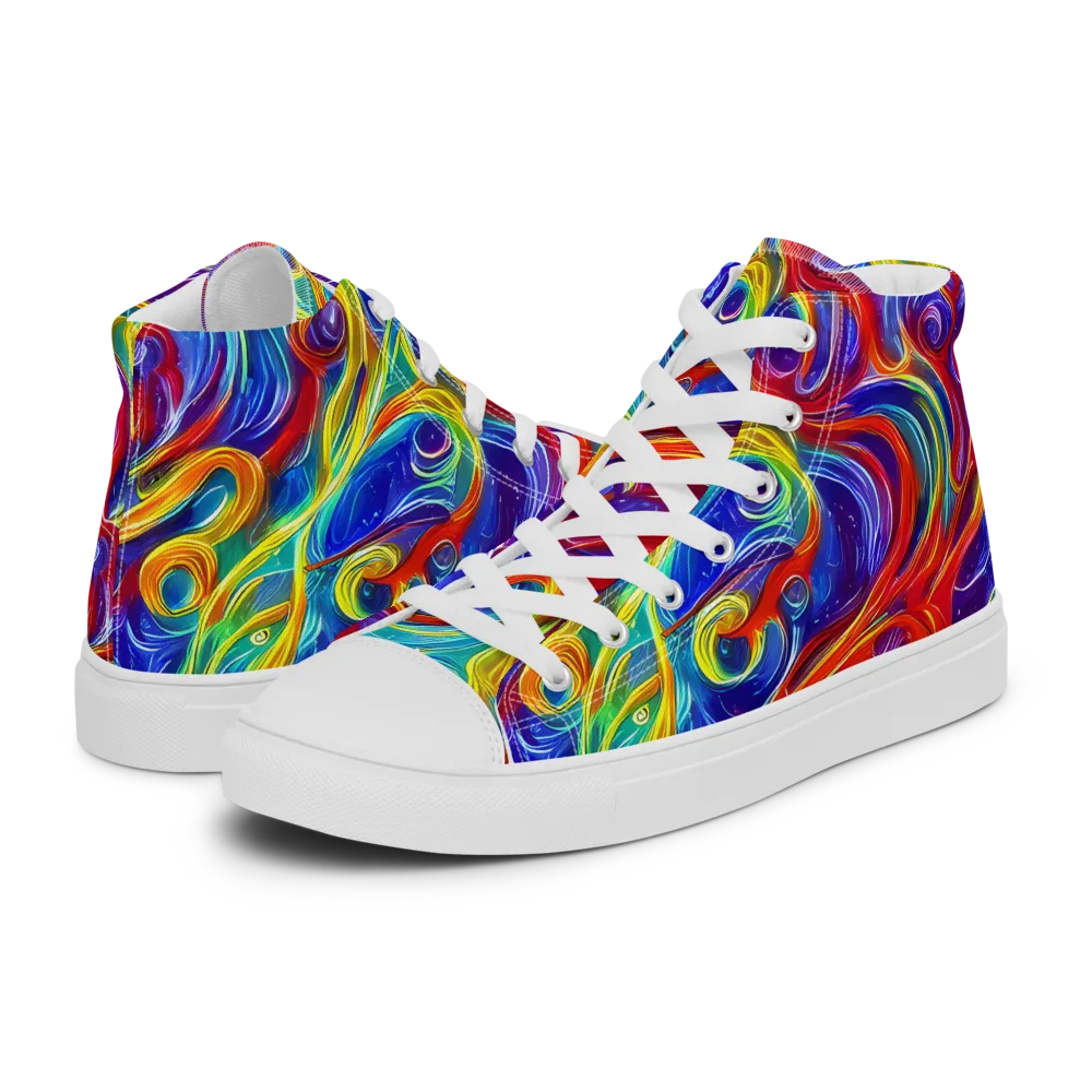 Voltage Paisley on Men's High Top Canvas Shoes — Left