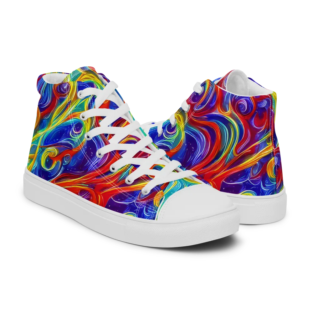 Voltage Paisley on Men's High Top Canvas Shoes — Right
