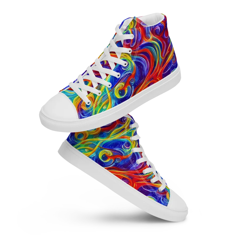 Voltage Paisley on Men's High Top Canvas Shoes — Front