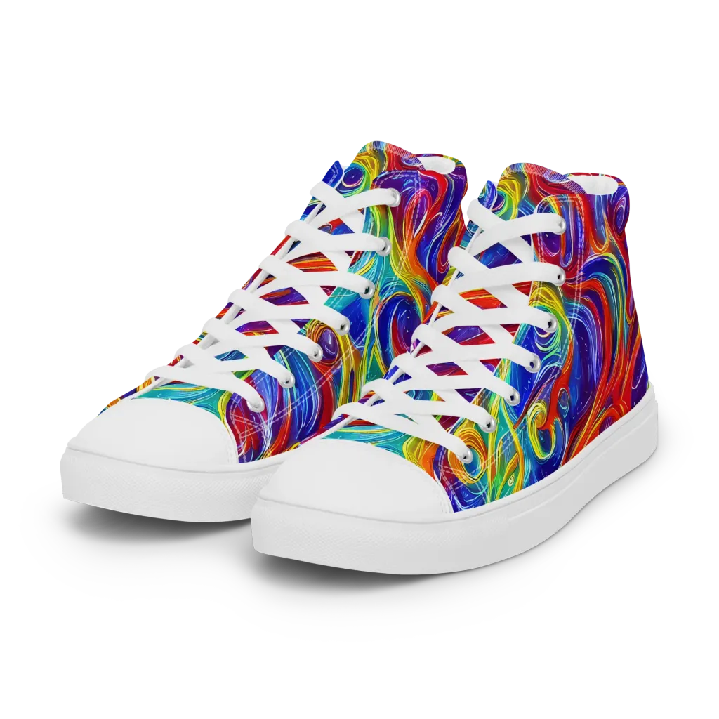 Voltage Paisley on Women's High Top Canvas Shoes — Left Front