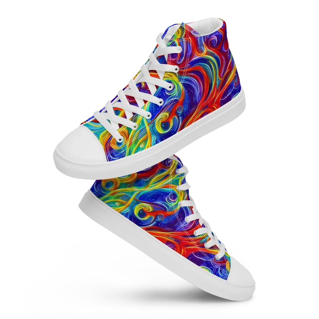 Voltage Paisley on Women's High Top Canvas Shoes — Front