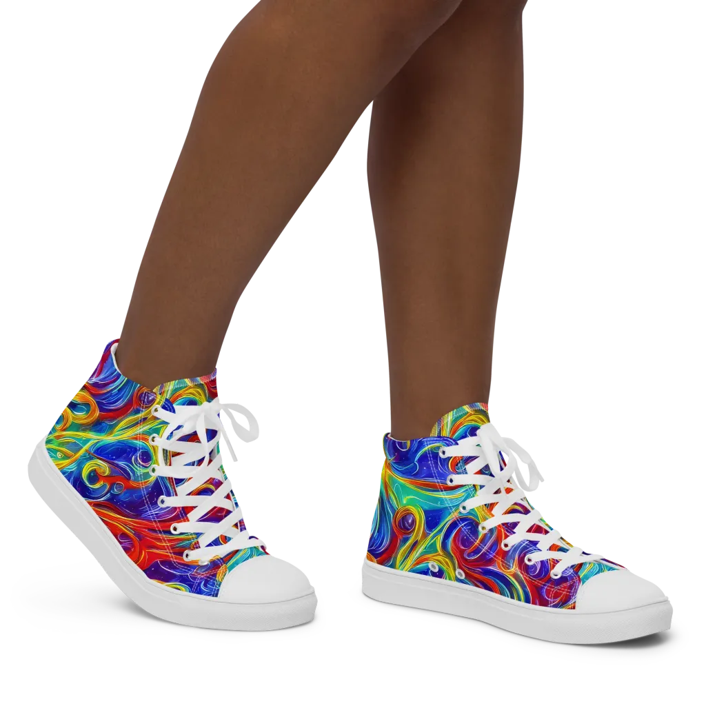 Voltage Paisley on Women's High Top Canvas Shoes — Right