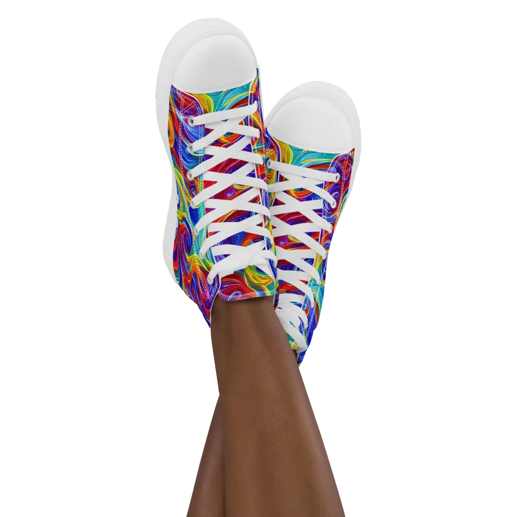 Voltage Paisley on Women's High Top Canvas Shoes — Front
