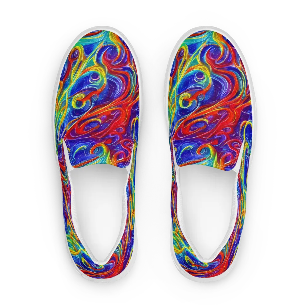 Voltage Paisley on Men's Slip-On Canvas Shoes — Front