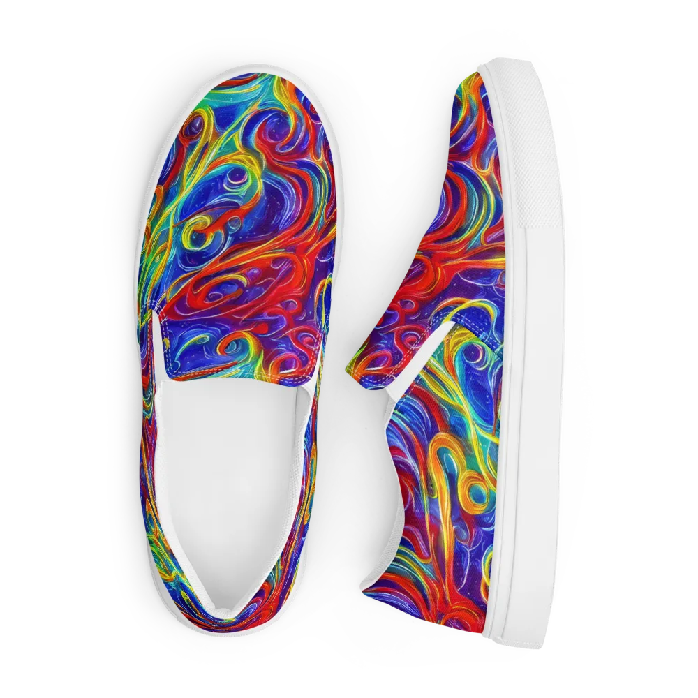 Voltage Paisley on Men's Slip-On Canvas Shoes — Front