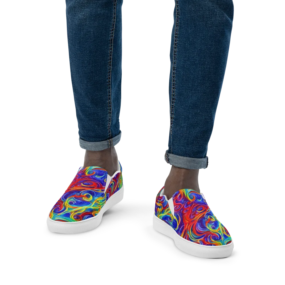 Voltage Paisley on Men's Slip-On Canvas Shoes — Front