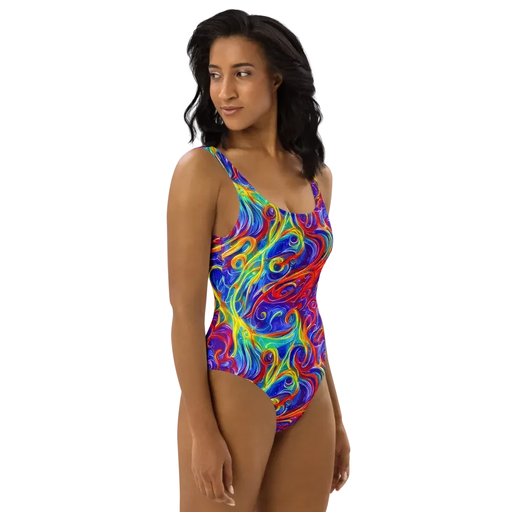 Voltage Paisley on One-Piece Swimsuit — Right