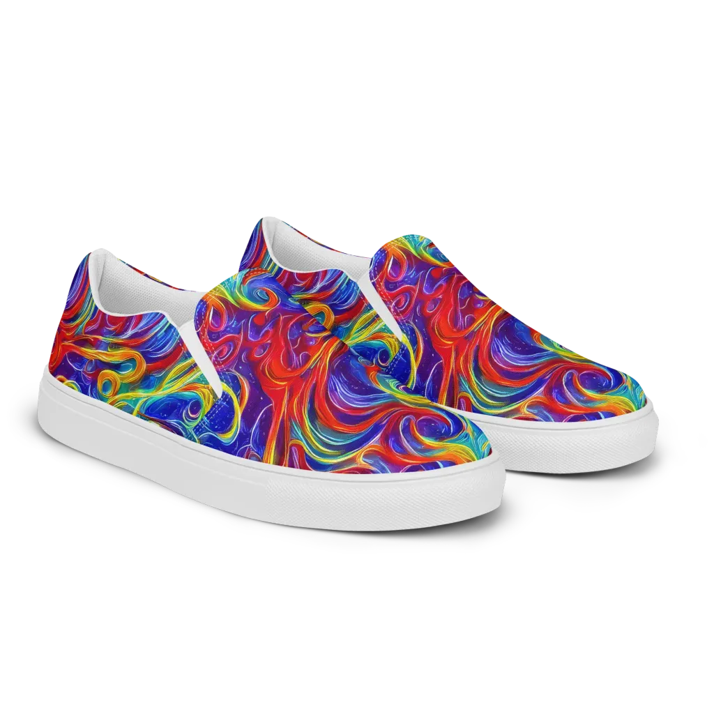 Voltage Paisley on Women's Slip-On Canvas Shoes — Right Front