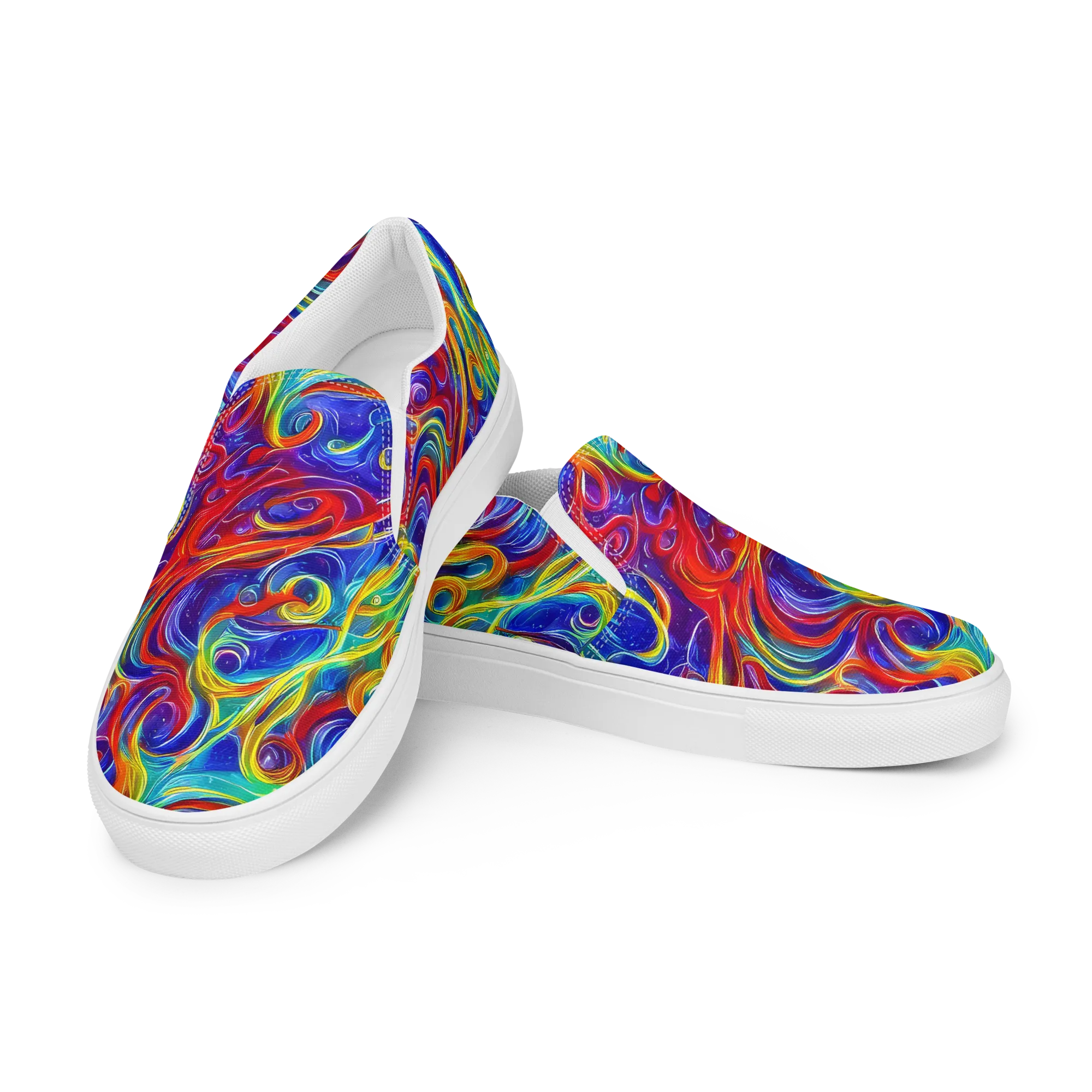 Voltage Paisley on Women's Slip-On Canvas Shoes — Left Front