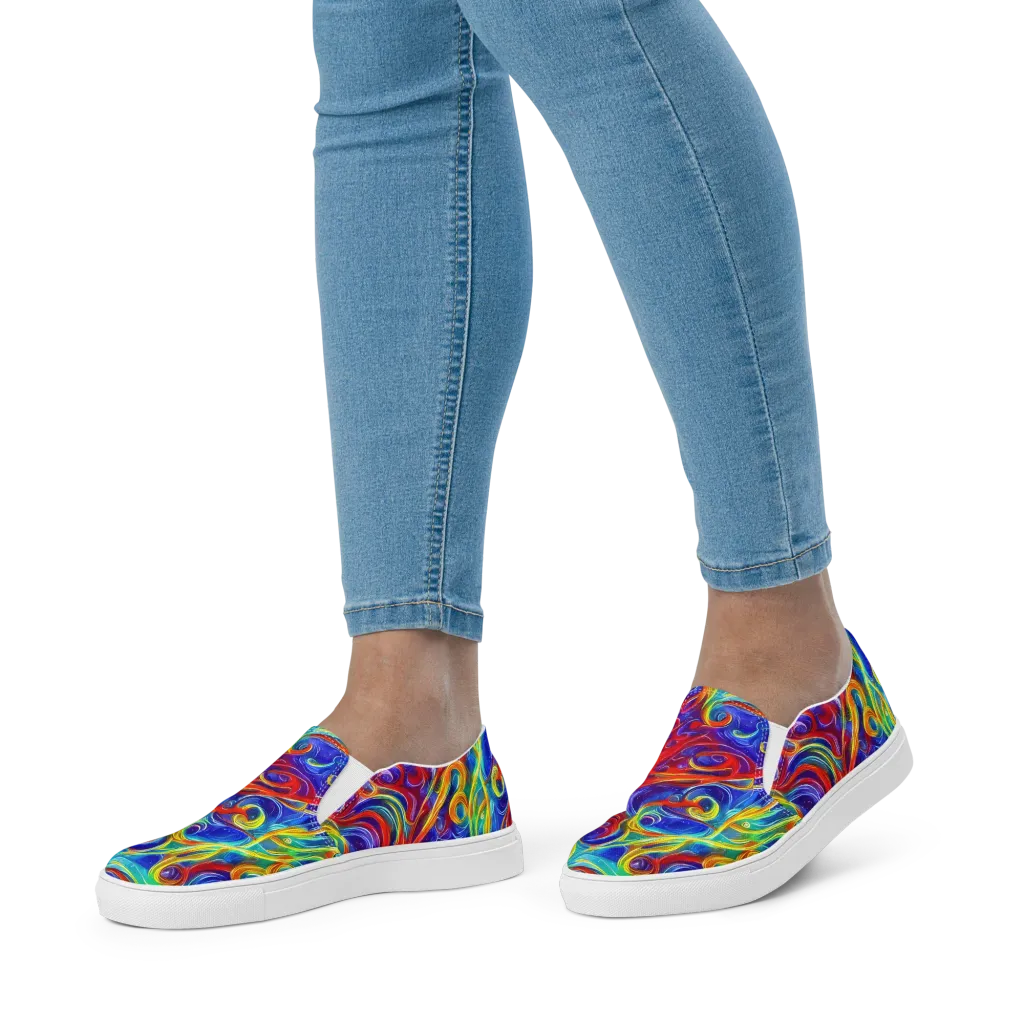 Voltage Paisley on Women's Slip-On Canvas Shoes — Front
