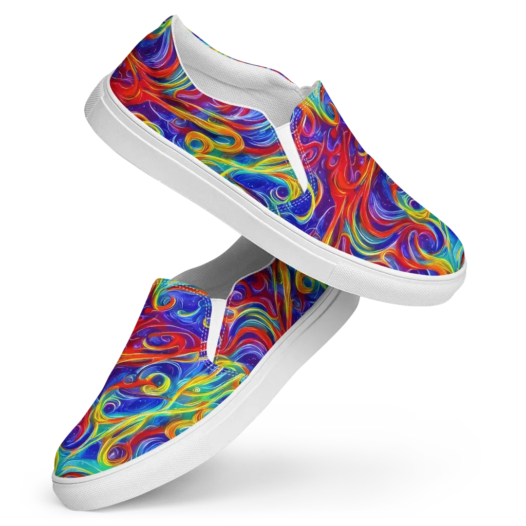 Voltage Paisley on Women's Slip-On Canvas Shoes — Front