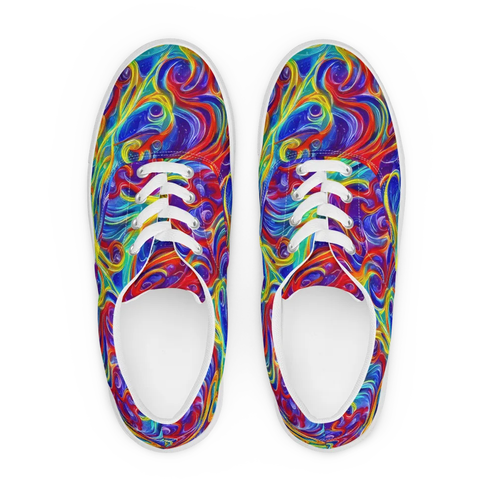 Voltage Paisley on Men's Lace-Up Canvas Shoes — Front