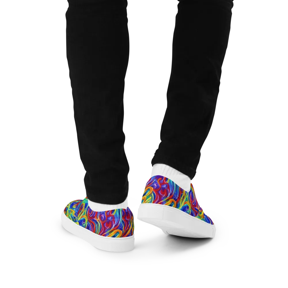 Voltage Paisley on Men's Lace-Up Canvas Shoes — Back