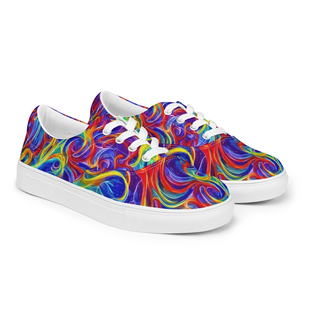 Voltage Paisley on Men's Lace-Up Canvas Shoes — Right Front