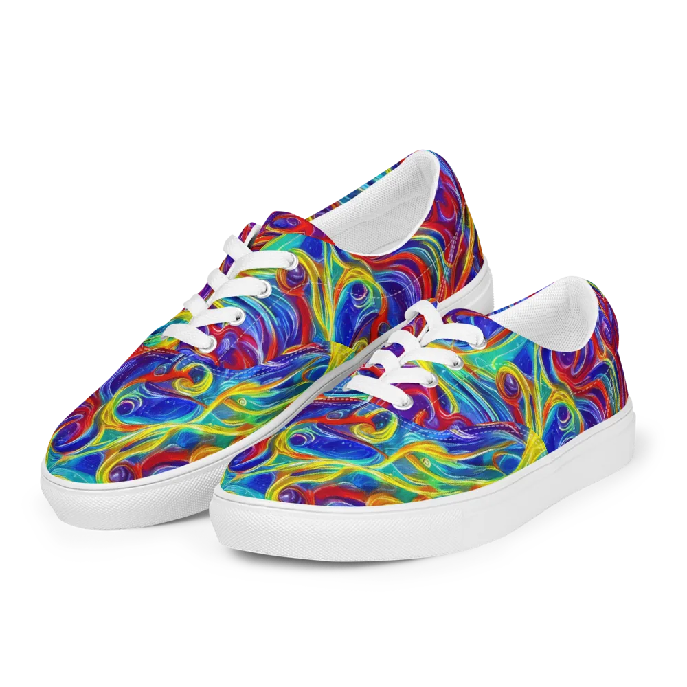 Voltage Paisley on Men's Lace-Up Canvas Shoes — Left Front