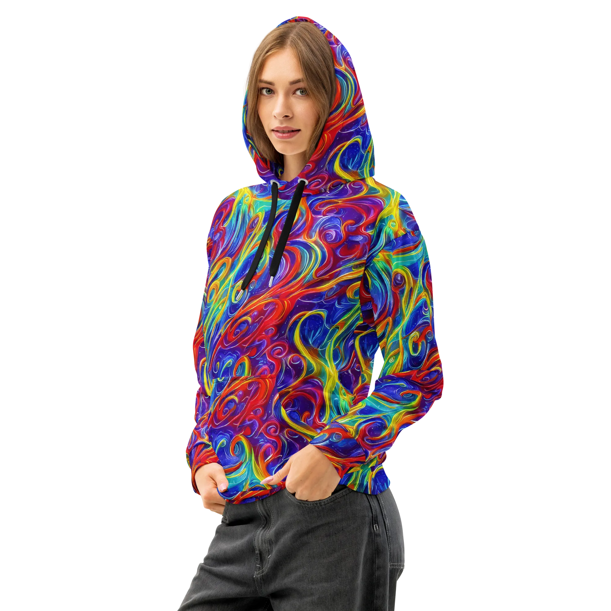 Voltage Paisley on Cotton Hoodie — Left Front