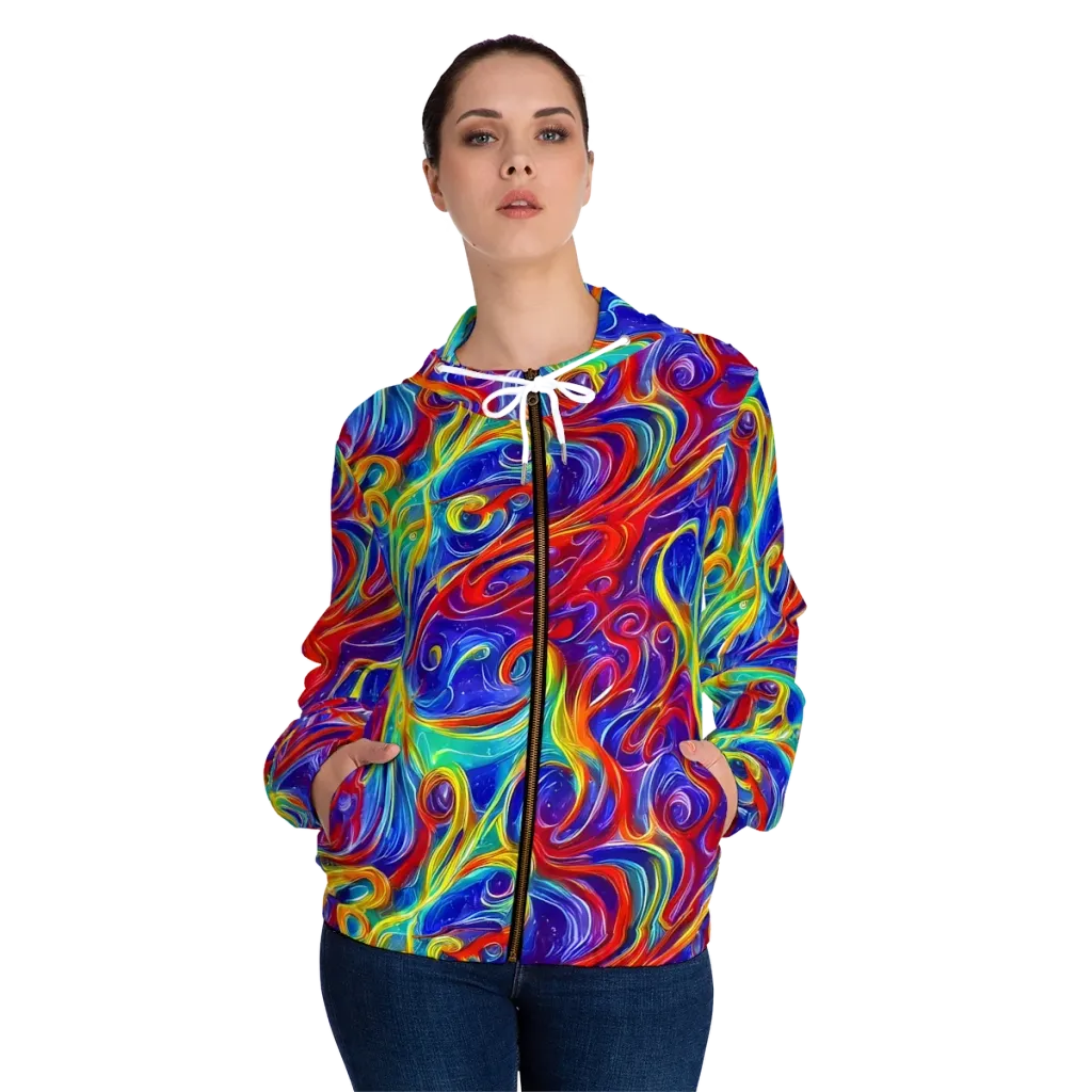 Voltage Paisley on Women's Full-Zip Hoodie — Front On Person