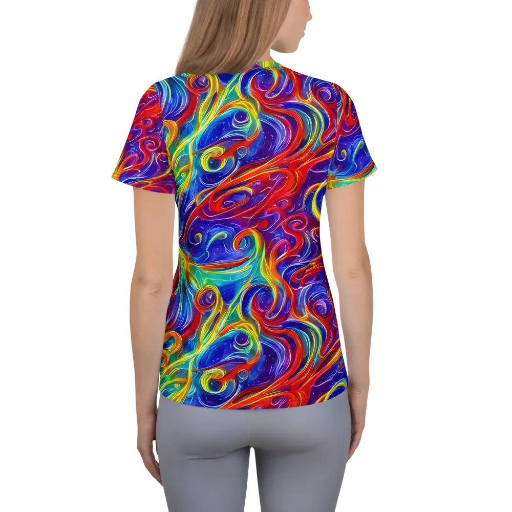 Voltage Paisley on Women's Athletic T-Shirt — Back