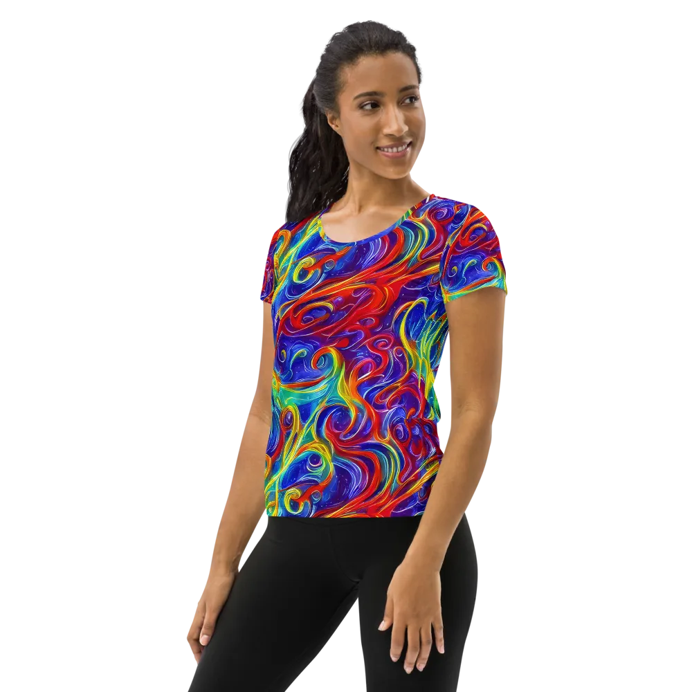 Voltage Paisley on Women's Athletic T-Shirt — Left