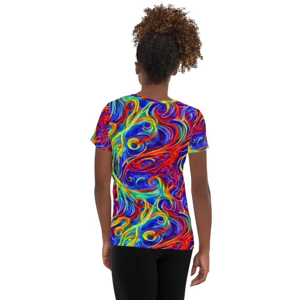 Voltage Paisley on Women's Athletic T-Shirt — Back