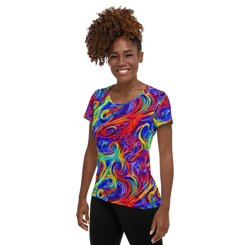 Voltage Paisley on Women's Athletic T-Shirt — Left