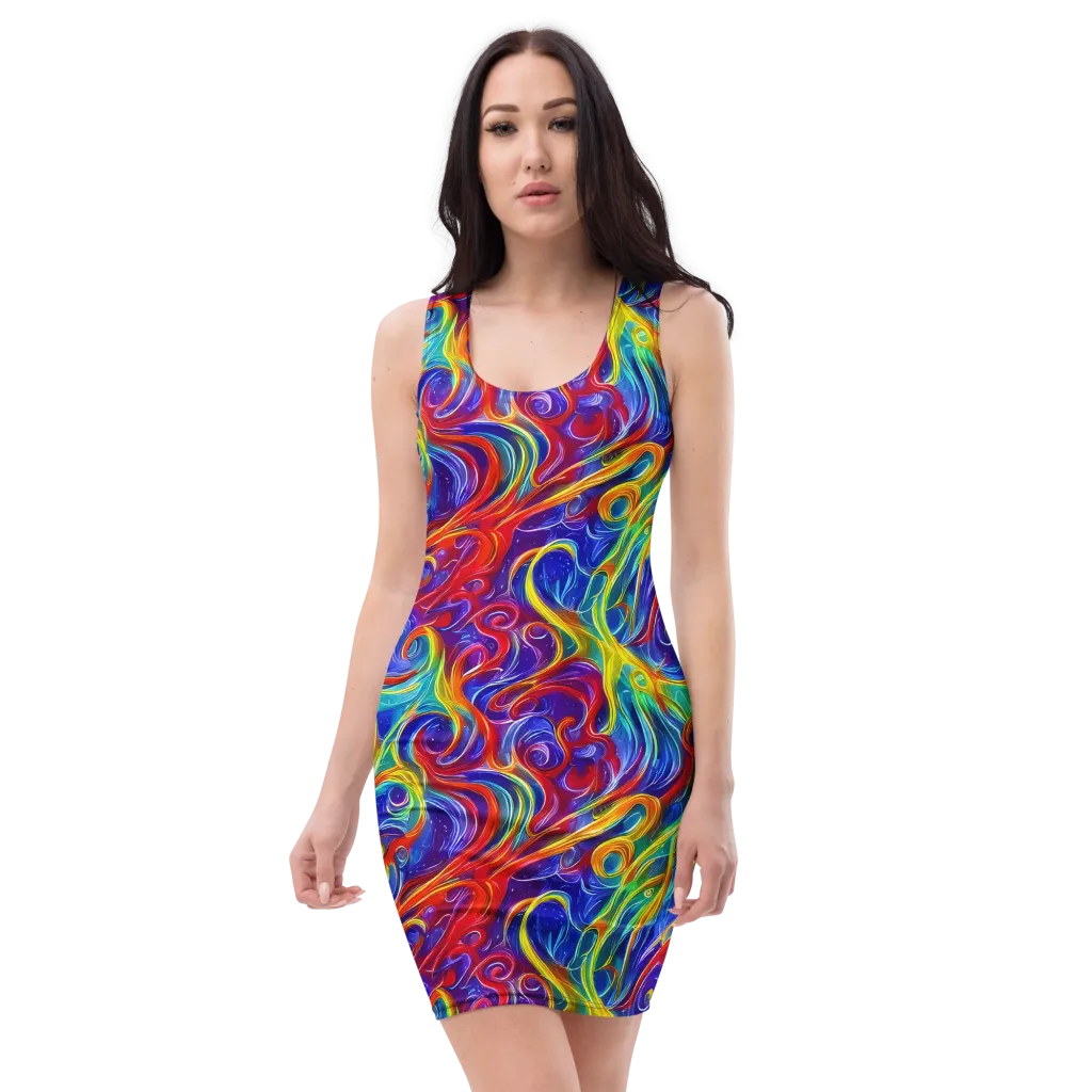 Voltage Paisley on Bodycon Dress — Front