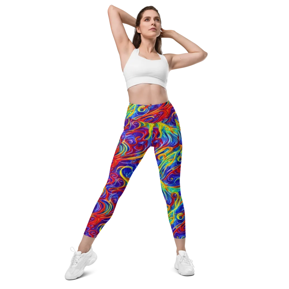 Voltage Paisley on Leggings with Pockets — Front