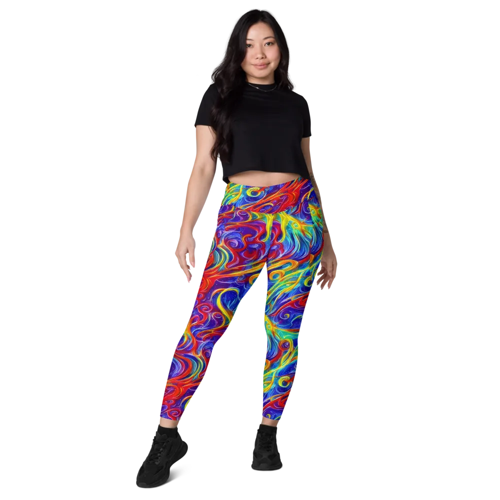 Voltage Paisley on Leggings with Pockets — Front