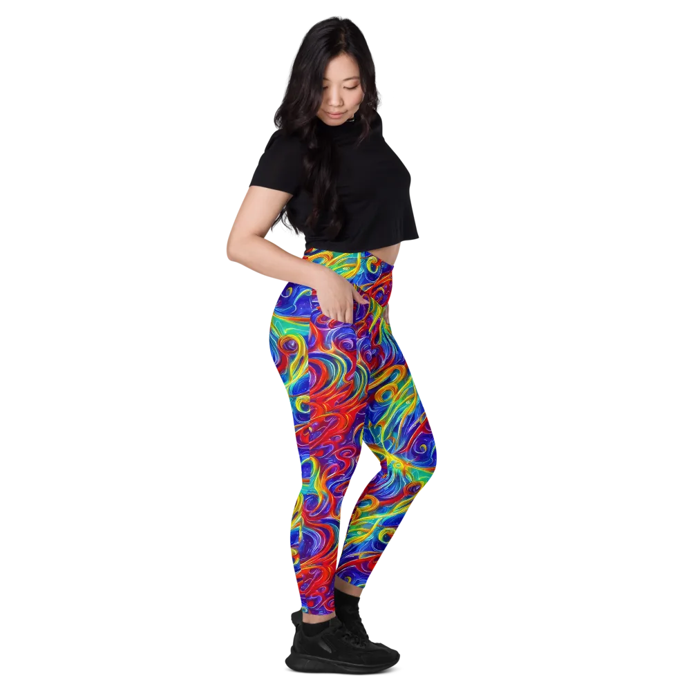 Voltage Paisley on Leggings with Pockets — Right