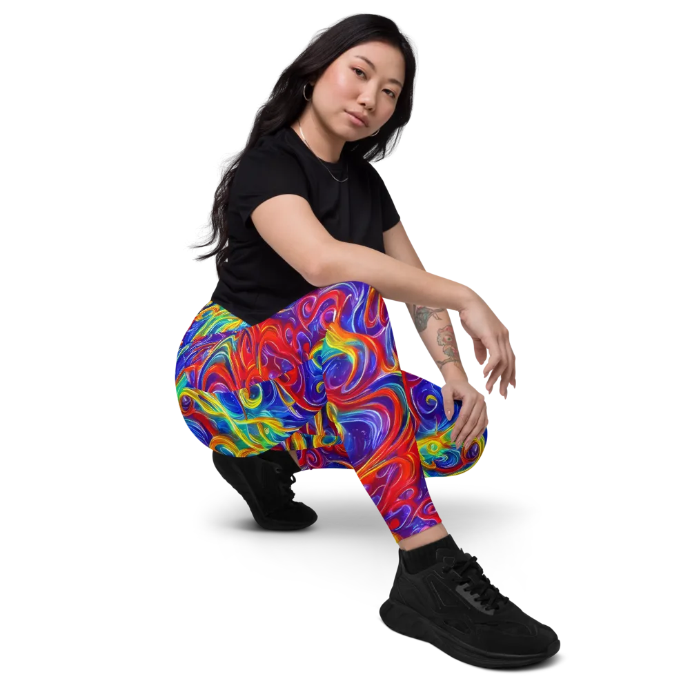 Voltage Paisley on Leggings with Pockets — Right Front